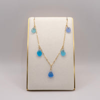 5 Charm Multicolor Turquoise Blue, Teal Blue and Blue Purple Sea Glass Necklace