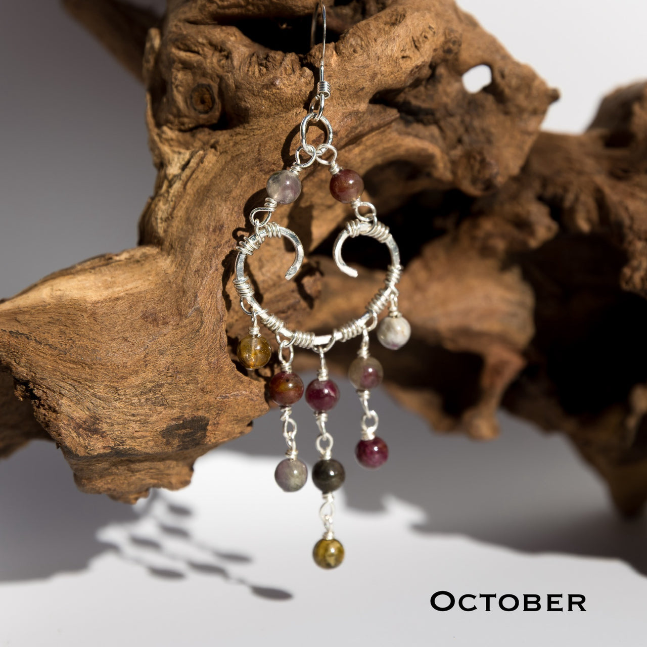 Personalized Birthstone Heart Chandelier Boho Style Earrings: 14k Gold Filled, 14k Rose Gold Filled or Sterling Silver