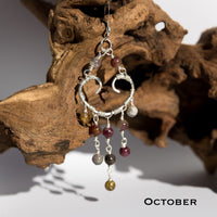 Personalized Birthstone Heart Chandelier Boho Style Earrings: 14k Gold Filled, 14k Rose Gold Filled or Sterling Silver