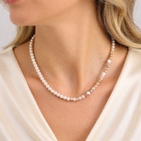 Mussel Mother of Pearl and Fossil Jasper Necklace: Beach Jewelry, Sterling Silver, 14k Gold Filled, Earth Tones