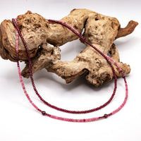 Burgundy Garnet and Pink Tourmaline Necklace Set: Grade A Beads, Sterling Silver or 14k Gold Filled