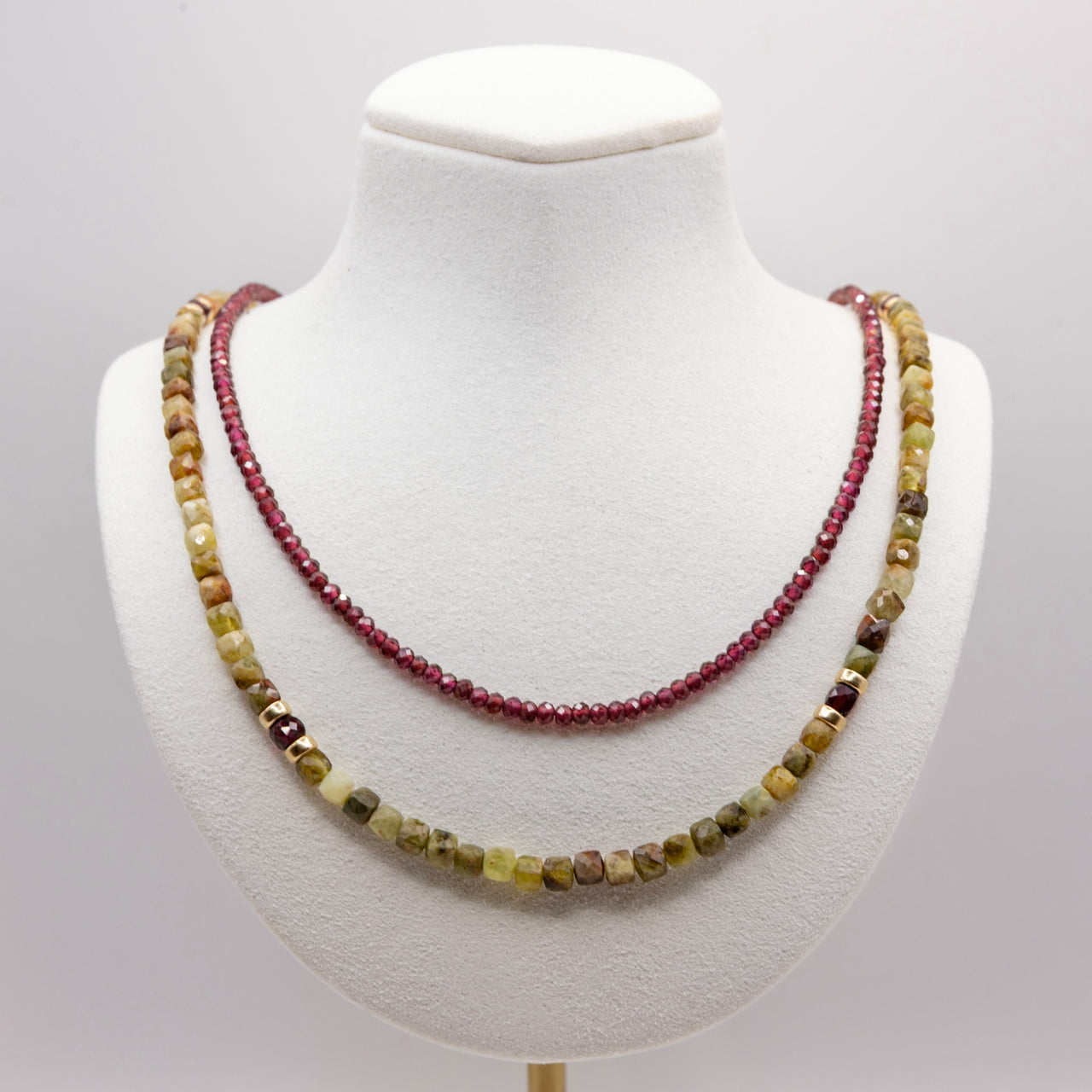 Beaded Garnet Necklace Set: Grade A Garnet Beads, Gold Filled, January Birthstone