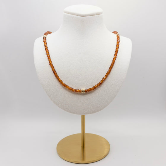 Beaded Garnet Necklace: Rust Brown Garnet Beads, Gold Filled, January Birthstone