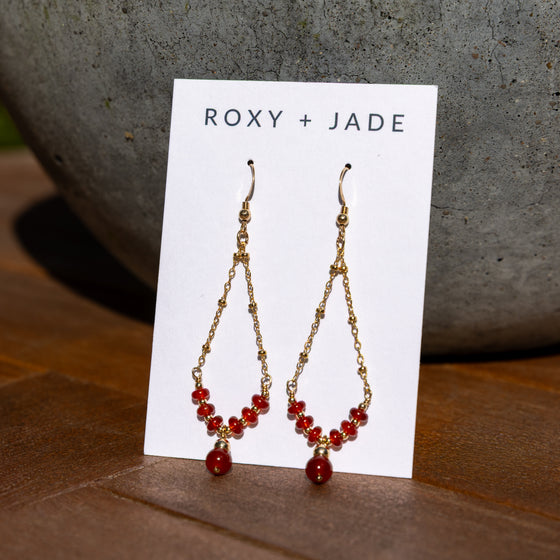 14k Gold Filled Carnelian Satellite Earrings