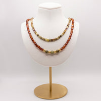 Beaded Garnet Necklace Set: Multicolor Garnet Beads, Gold Filled, January Birthstone