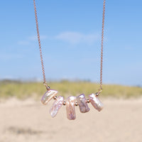 Rose Color Biwa Pearl Statement Necklace