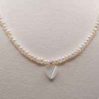 Pearl Heart Necklace: Sterling Silver, 14k Gold Filled or 14k Rose Gold Filled, Lobster Clasp, Adjustable