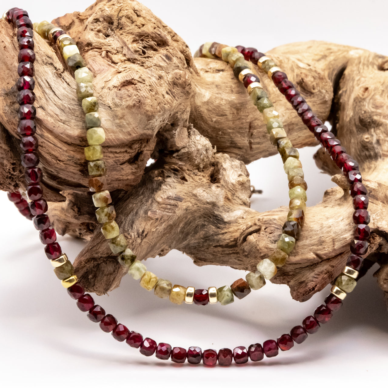 Beaded Garnet Necklace Set: Grade A Garnet Beads, Gold Filled, January Birthstone
