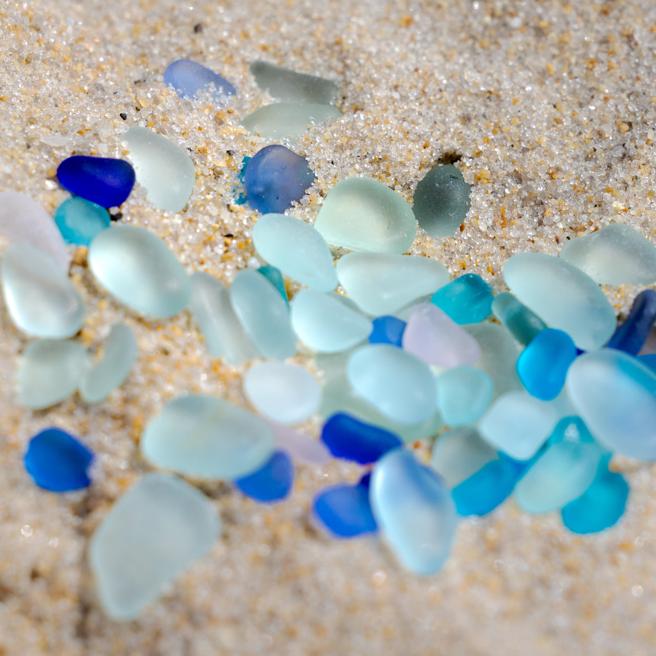 5 Charm Multicolor Turquoise Blue, Teal Blue and Blue Purple Sea Glass Necklace