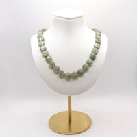 Green Kyanite Smooth Coin Beaded Necklace: Sterling Silver, Lobster Clasp, Adjustable Chain
