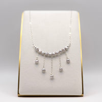 Silver Baroque Pearl Boho Statement Necklace