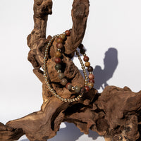 14k Gold Filled Red Creek Jasper Bracelet Set: Stacking Beaded Bracelets