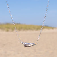 Silver Biwa Pearl Layering Necklace