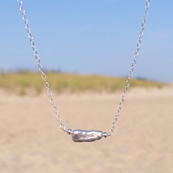 Silver Biwa Pearl Layering Necklace