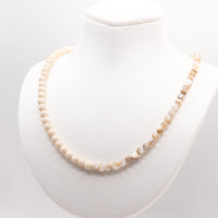 Mussel Mother of Pearl and Fossil Jasper Necklace: Beach Jewelry, Sterling Silver, 14k Gold Filled, Earth Tones