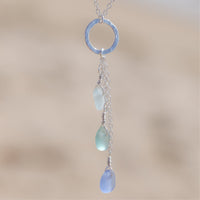 3 Charm Multicolor Sea Glass Circle Necklace