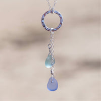 2 Charm Multicolor Sea Glass Circle Necklace