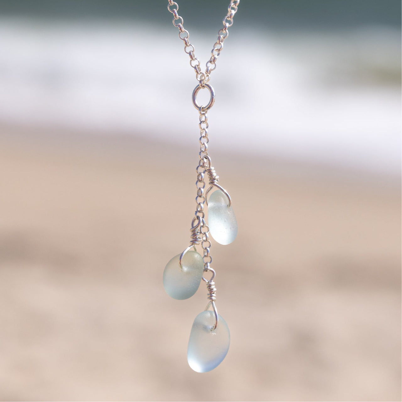Aqua Blue Sea Glass Necklace
