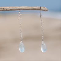 Dainty Aqua Sea Glass Drop Earrings