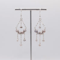 Sterling Silver or 14k Gold Filled Pearl Chandelier Boho Style Earrings