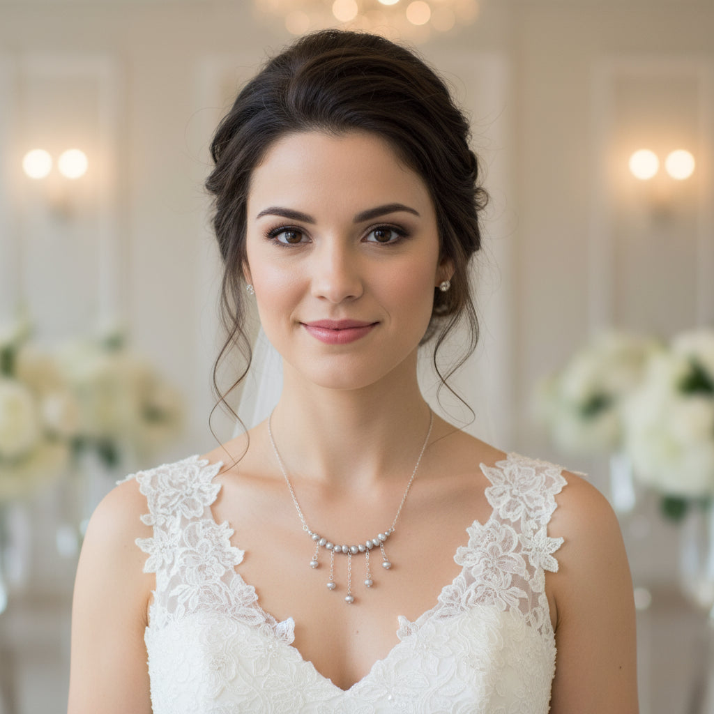 Silver Baroque Pearl Boho Statement Necklace