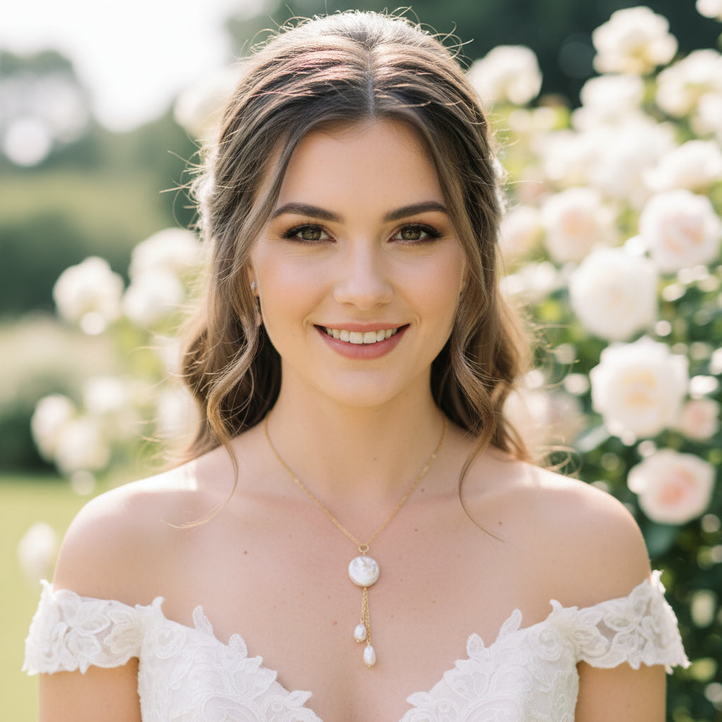 Creamy White Baroque and Coin Pearl Lariat Necklace