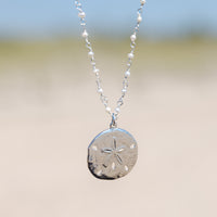 Sterling Silver Sand Dollar Rosary Bead Necklace