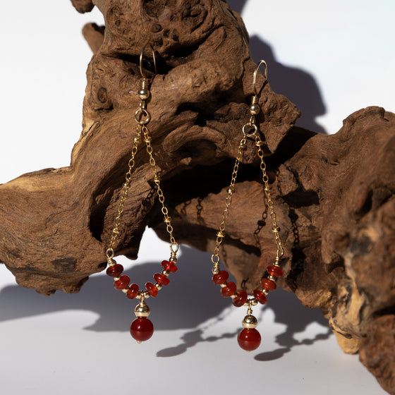 14k Gold Filled Carnelian Satellite Earrings