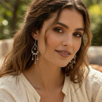 Sterling Silver or 14k Gold Filled Pearl Chandelier Boho Style Earrings