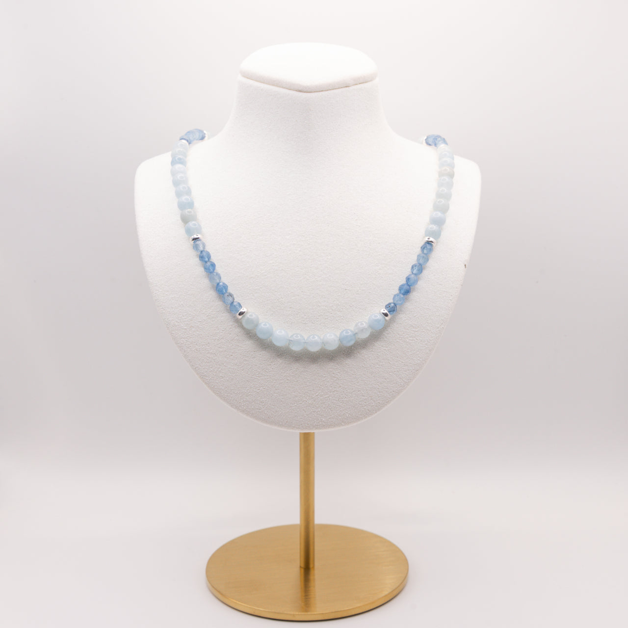Aquamarine Beaded Necklace:  Adjustable, Sterling Silver, 14k Gold Filled, Beach Jewelry, Santa Maria Aquamarine