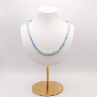 Aquamarine Beaded Necklace:  Adjustable, Sterling Silver, 14k Gold Filled, Beach Jewelry, Santa Maria Aquamarine
