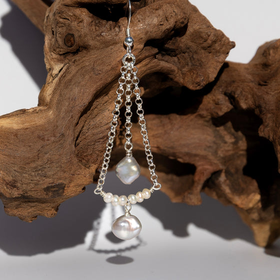 Sterling Silver Keshi Pearl Earrings