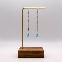 Turquoise Blue Sea Glass Drop Earrings