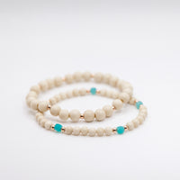 Rose Gold Filled Fossil Jasper and Amazonite Boho Bracelet Set