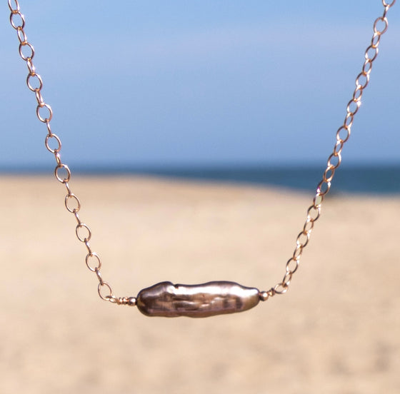 Mocha Brown Biwa Pearl Layering Necklace