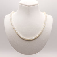 Heishi Mother of Pearl Necklace: Sterling Silver, Adjustable, Lobster Clasp