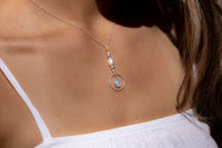 Aqua Blue Sea Glass + Baroque Pearl Circle Necklace