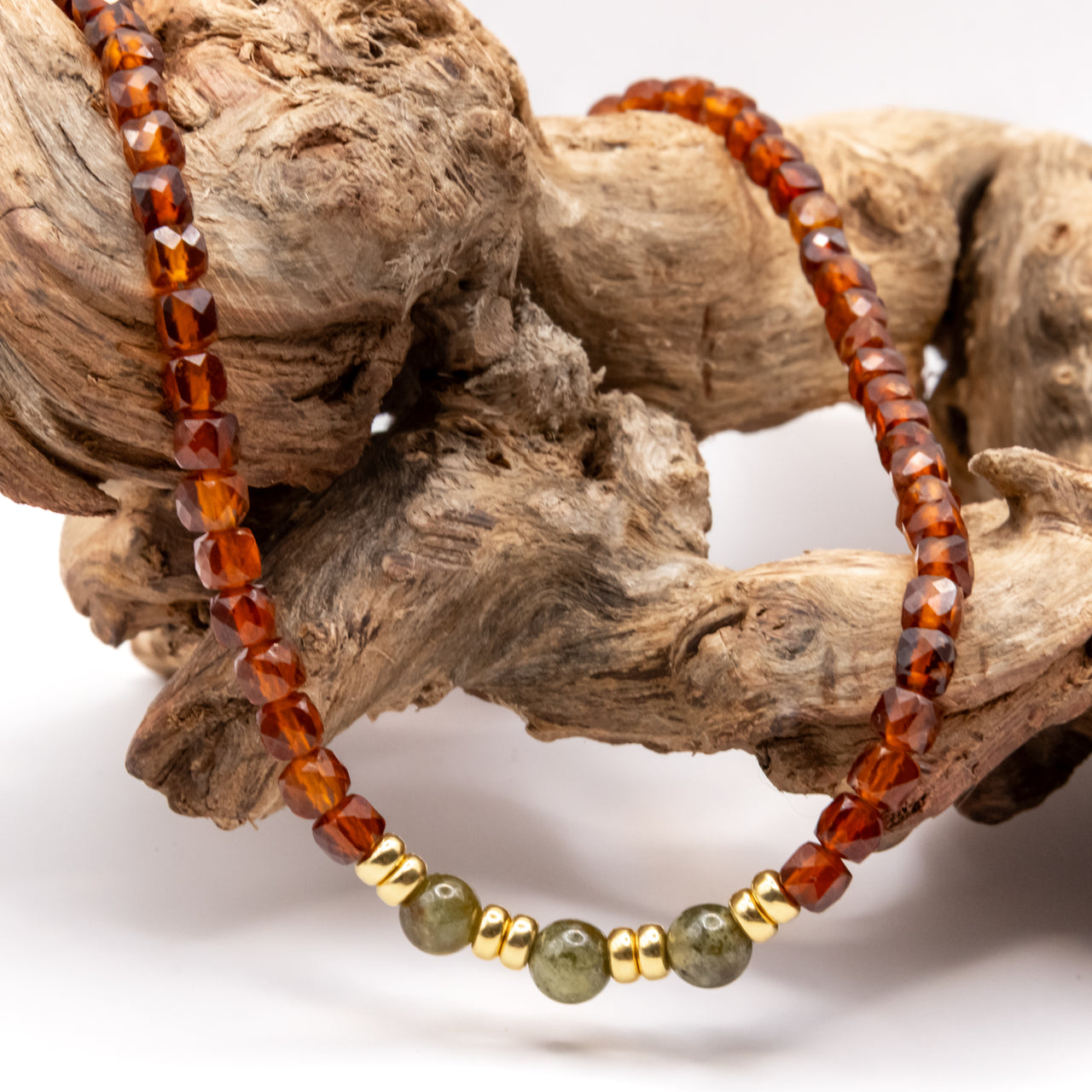 Beaded Garnet Necklace Set: Multicolor Garnet Beads, Gold Filled, January Birthstone