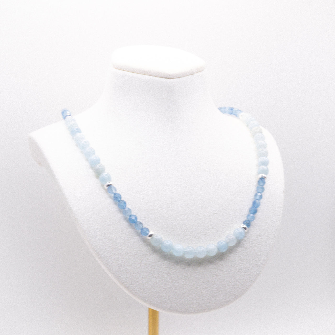 Aquamarine Beaded Necklace:  Adjustable, Sterling Silver, 14k Gold Filled, Beach Jewelry, Santa Maria Aquamarine