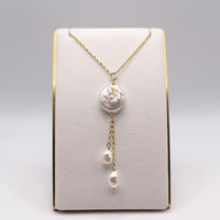 Creamy White Baroque and Coin Pearl Lariat Necklace