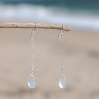 Dainty Aqua Sea Glass Drop Earrings
