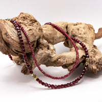 Beaded Garnet Necklace Set: Grade A Garnet Beads, Gold Filled, January Birthstone