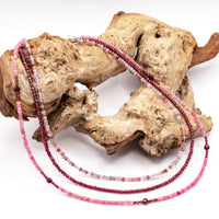 Pink Multicolor Spinel, Garnet and Pink Tourmaline Necklace Set: Grade A Beads, Sterling Silver or 14k Gold Filled