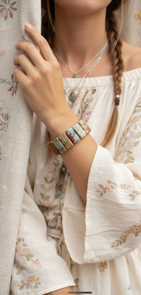 Impression Jasper Beaded Boho Style Stacking Bracelet