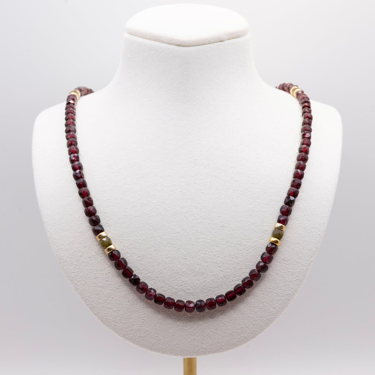 Beaded Garnet Necklace: Grade A Garnet Beads, Gold Filled, January Birthstone
