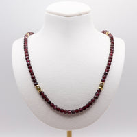 Beaded Garnet Necklace: Grade A Garnet Beads, Gold Filled, January Birthstone