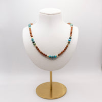 Beaded Turquoise and Hessonite Garnet Necklace: Choice of 14k Gold Filled, 14k Rose Gold Filled or Sterling Silver