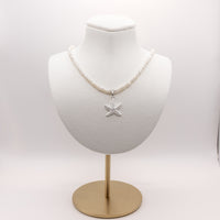 Starfish Pearl Necklace: Freshwater Seed Pearls, Sterling Silver Starfish, Lobster Clasp, Adjustable