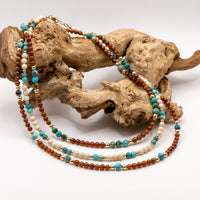 Beaded Turquoise Necklace Set: Garnet, Jasper, Gold Filled