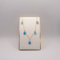 5 Charm Multicolor Turquoise Blue, Teal Blue and Blue Purple Sea Glass Necklace